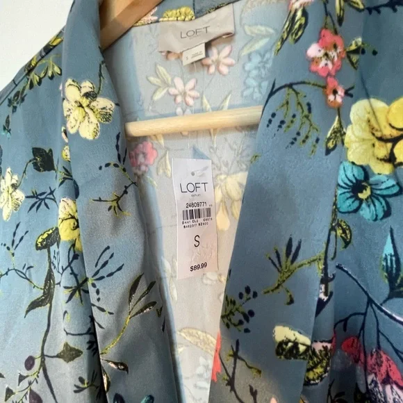 Loft floral/blue satin open front tie Blazer - Picture 5 of 9